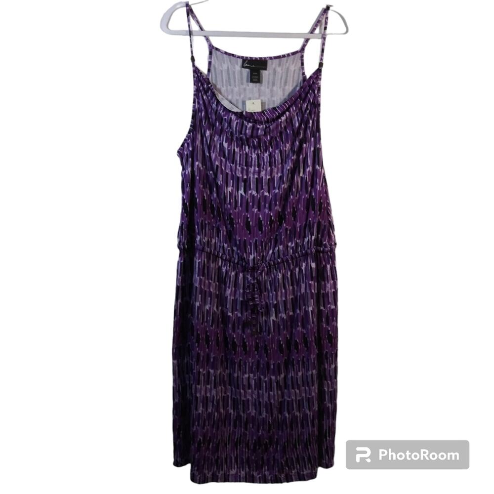 Lane Bryant Purple Geometric Print Sleeveless Dress Waist Tie  Size 22/24